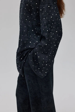 Batik Desenli Taşlı Takım Siyah