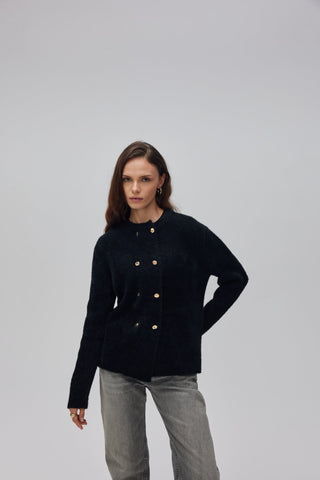 Yumoş Sakallı Hırka Siyah