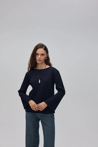 Pilise Triko Bluz Lacivert