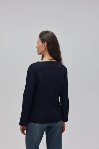 Pilise Triko Bluz Lacivert