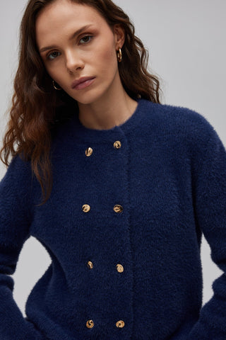 Yumoş Sakallı Hırka Lacivert