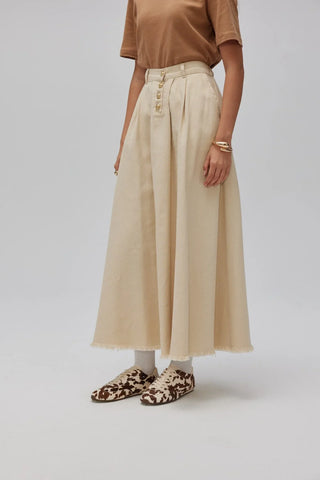 Gabardin Kloş Etek Krem