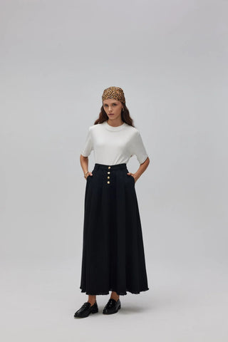 Gabardin Kloş Etek Siyah