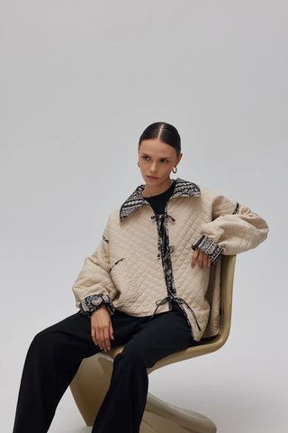 Vintage Asimetrik Çift Taraflı Ceket