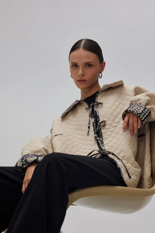 Vintage Asimetrik Çift Taraflı Ceket