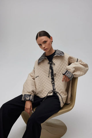 Vintage Asimetrik Çift Taraflı Ceket