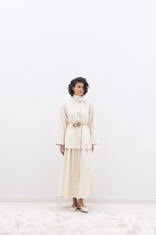 Fular Yakalı Gömlek Taş