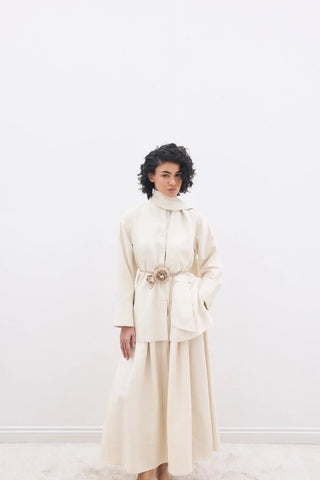 Fular Yakalı Gömlek Taş