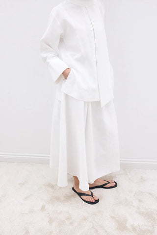 Fular Yakalı Gömlek Beyaz