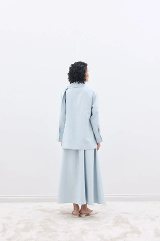 Fular Yakalı Gömlek Bebe Mavi