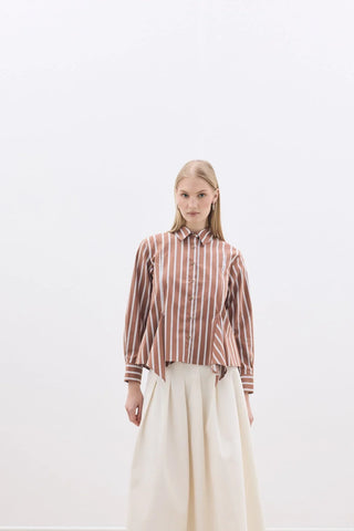 Gody Gömlek Kahverengi Çizgili