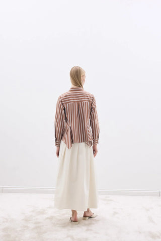 Gody Gömlek Kahverengi Çizgili