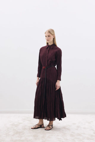 Crease Gömlek / Etek Takım Bordo