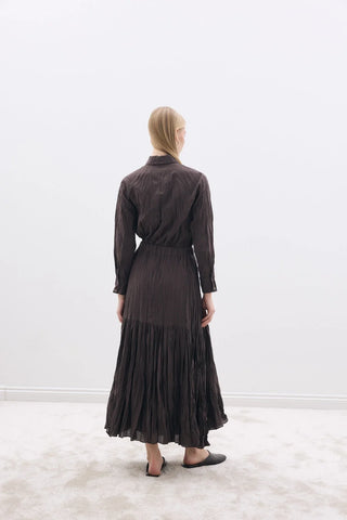 Crease Gömlek / Etek Takım Kahverengi