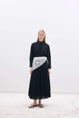 Crease Gömlek / Etek Takım Siyah