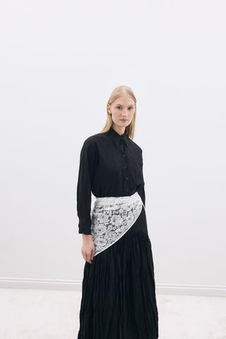 Crease Gömlek / Etek Takım Siyah