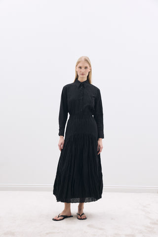 Crease Gömlek / Etek Takım Siyah