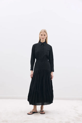 Crease Gömlek / Etek Takım Siyah