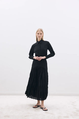 Crease Gömlek / Etek Takım Siyah