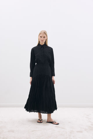 Crease Gömlek / Etek Takım Siyah