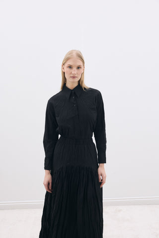 Crease Gömlek / Etek Takım Siyah