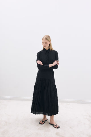 Crease Gömlek / Etek Takım Siyah