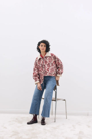 Vintage Asimetrik Çift Taraflı Ceket Bordo