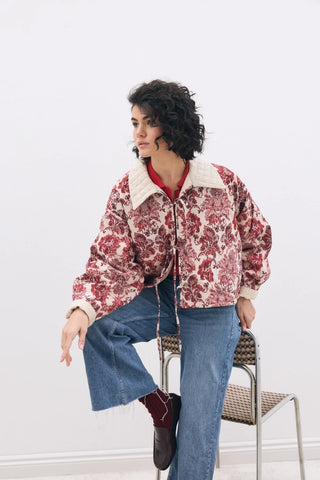 Vintage Asimetrik Çift Taraflı Ceket Bordo