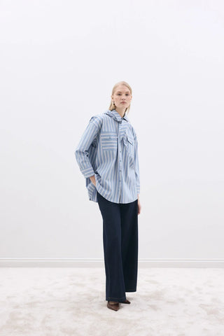 Layer Gömlek Mavi Çizgili