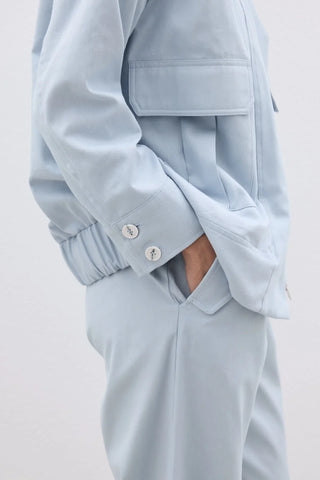 Omuz Vatkalı Fermuarlı Ceket Bebe Mavi