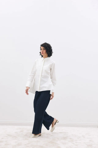 Yandan Düğmeli Gömlek Beyaz