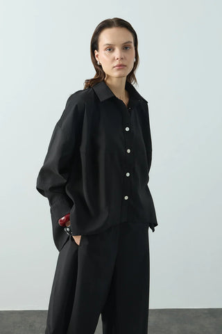 Sienna Manşetli Gömlek Siyah