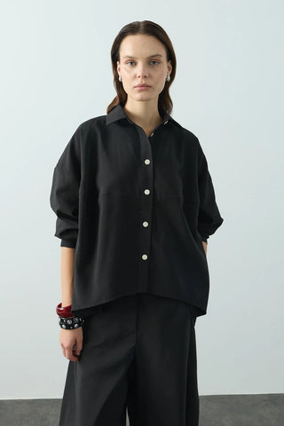 Sienna Manşetli Gömlek Siyah