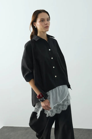 Sienna Manşetli Gömlek Siyah