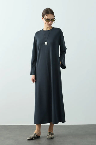 Trec Geniş Kollu Uzun Elbise Antrasit