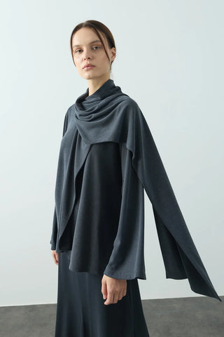 Flex Şal Yaka Tunik Antrasit