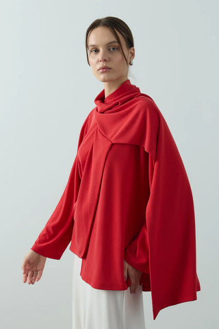 Flex Şal Yaka Tunik Kırmızı