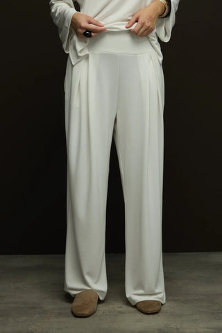 Geniş Belli Bol Paça Pantolon Ekru
