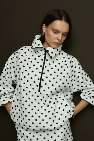 Light Puantiyeli Fermuarlı Sweat