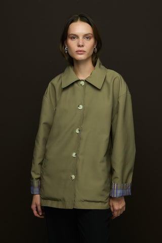 Alba Çift Taraflı Trençkot Haki Yeşil