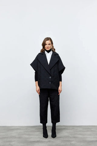 Kapitone Yelek Pantolon Takım Siyah