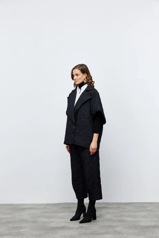 Kapitone Yelek Pantolon Takım Siyah