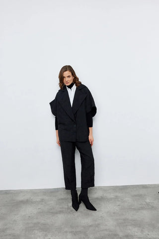 Kapitone Yelek Pantolon Takım Siyah