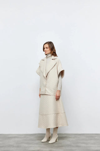 Kapitone Yelek Etek Takım Taş