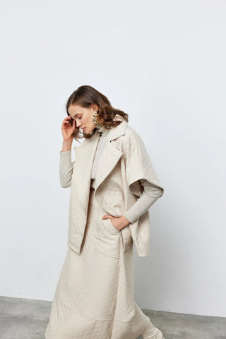 Kapitone Yelek Etek Takım Taş