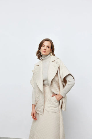 Kapitone Yelek Etek Takım Taş