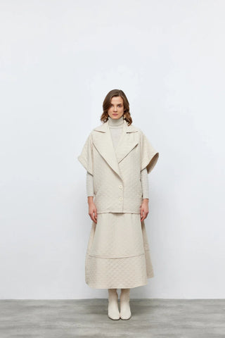 Kapitone Yelek Etek Takım Taş