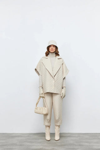 Kapitone Yelek Pantolon Takım Taş