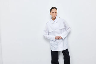 Seul Apoletli Kruvaze Gömlek Beyaz