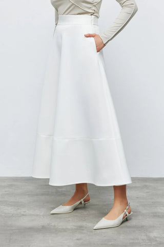 Scuba Kloş Etek Beyaz